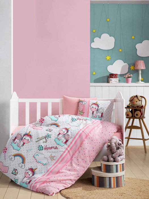 L'essentiel linge de maison Unicorn v2 - Pink Juego de funda nórdica para bebé L'essentiel linge de maison Unicorn v2 - Pink Juego de funda nórdica para bebé